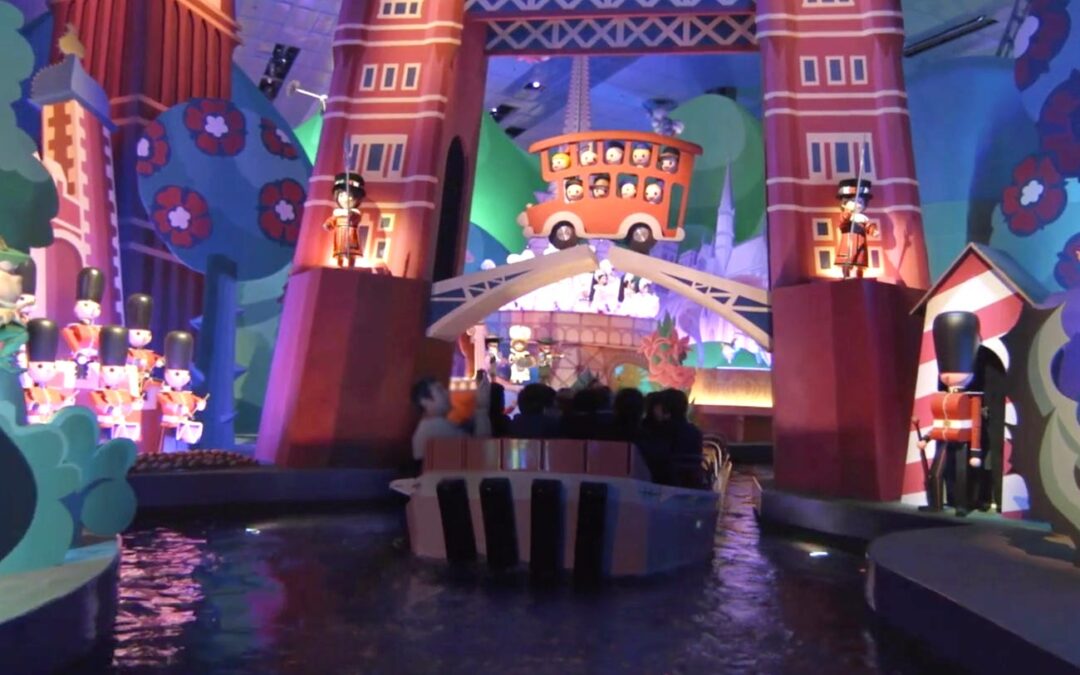 people on a boat in an amusement park