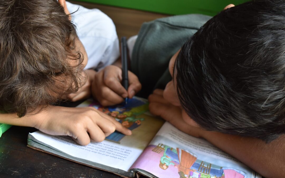 children drawing and reading