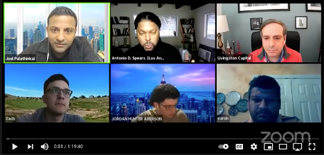 men talking on a video call