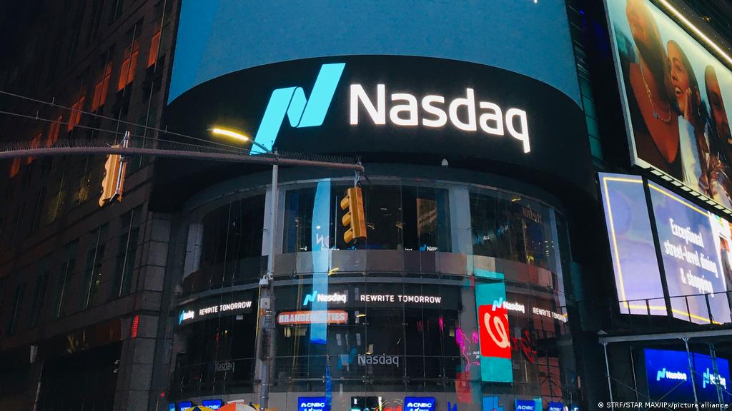 nasdaq logo on a building