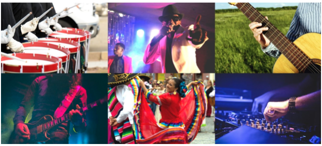 pictures with people playing music or dancing