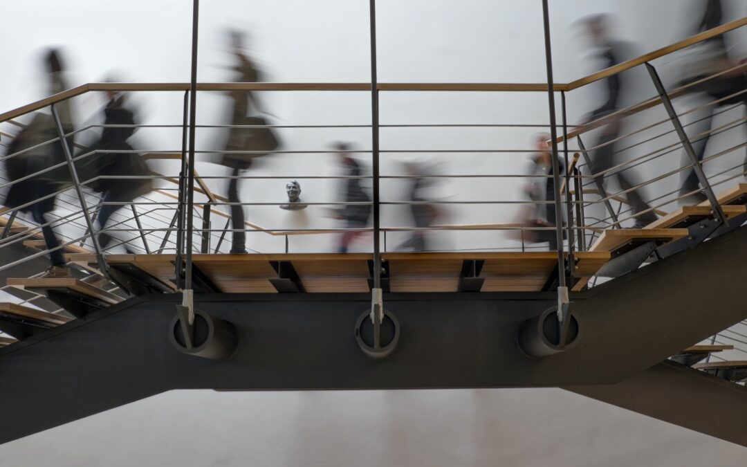 people walking down the stairs