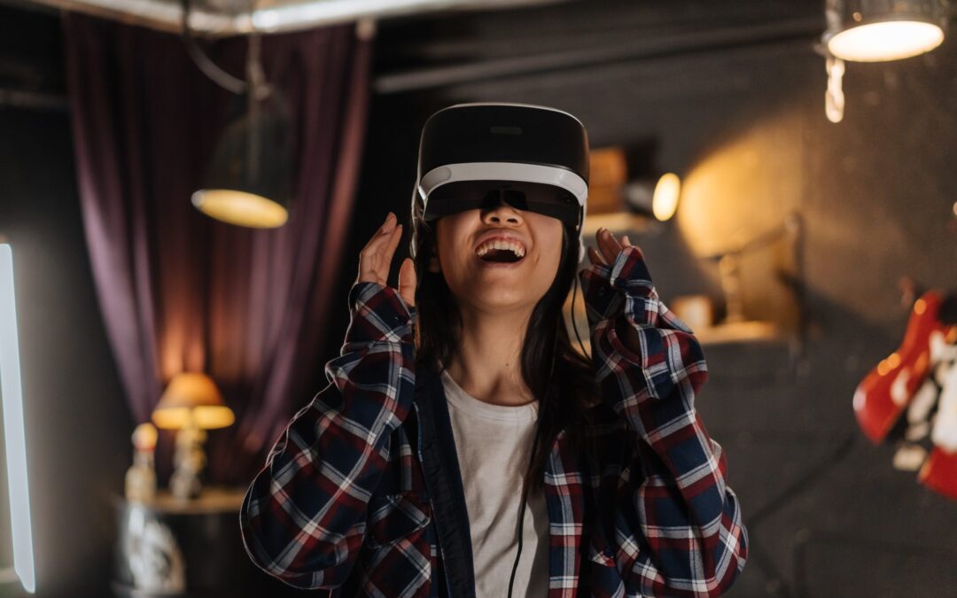 a person wearing VR glasses