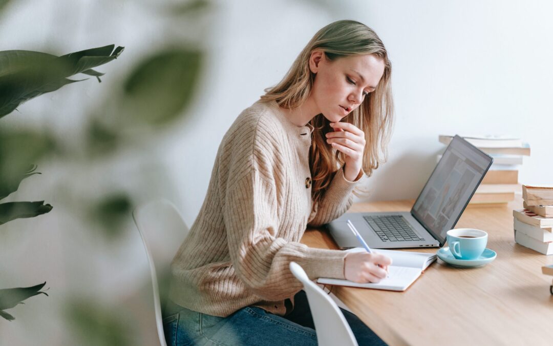 woman studying for business